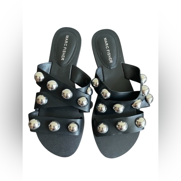 Marc Fisher Shoes - New Marc Fisher Black Women Silver Sandal Size 65